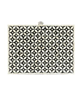 Mango Wood Bone Inlay Nightstand With 3 Drawers