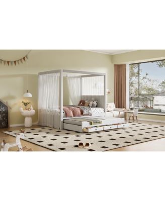 Streamdale Twin Canopy Platform Bed with Trundle and Storage