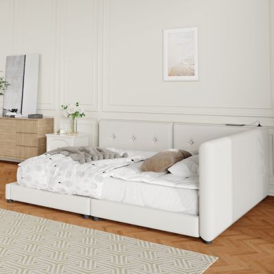 Streamdale Upholstered Queen Size Platform Bed With USB Ports