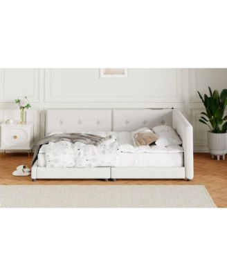Streamdale Upholstered Queen Size Platform Bed With USB Ports