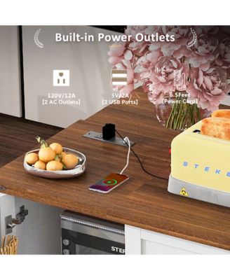 Farmhouse Storage Drop-Leaf Outlet Kitchen Island