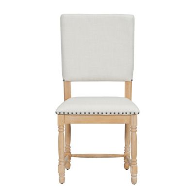 Vintage Upholstered Dining Chairs with Turned Legs and Nailhead Trim