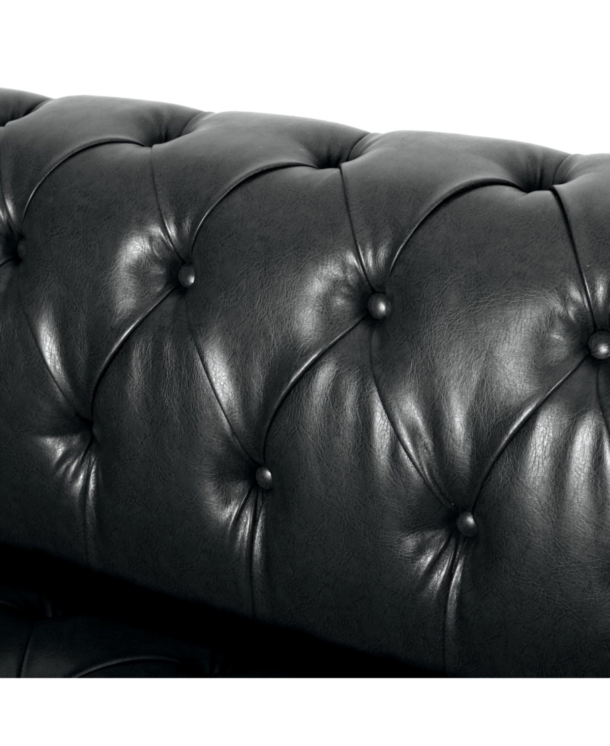 Streamdale Furniture 3-Seat Sofa: Button-Tufted, Solid Wood Legs, Pu Fabric