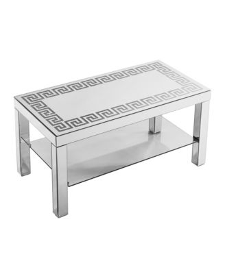 Art Deco Mirror Coffee Table: Silver Mirror Glass with Diamond Edge Frame