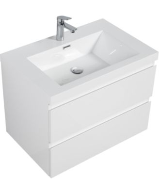 30" Wall-Mounted Vanity with Resin Sink & Soft-Close Drawers