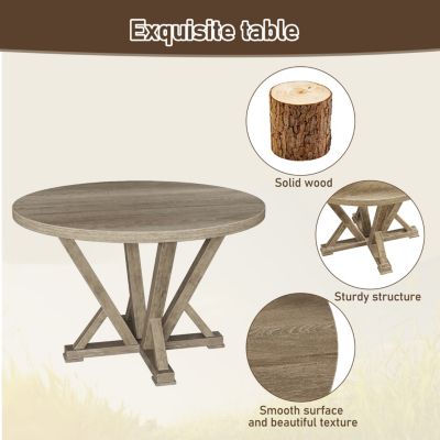  Modern Farmhouse Round Dining Table, 45.7", Rustic Grayish Brown