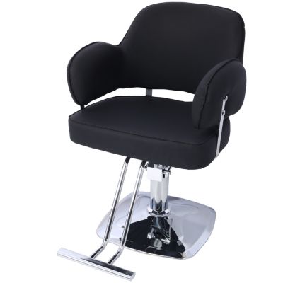 Wide Seat Hydraulic Barber Chair with Stainless Steel Footrest