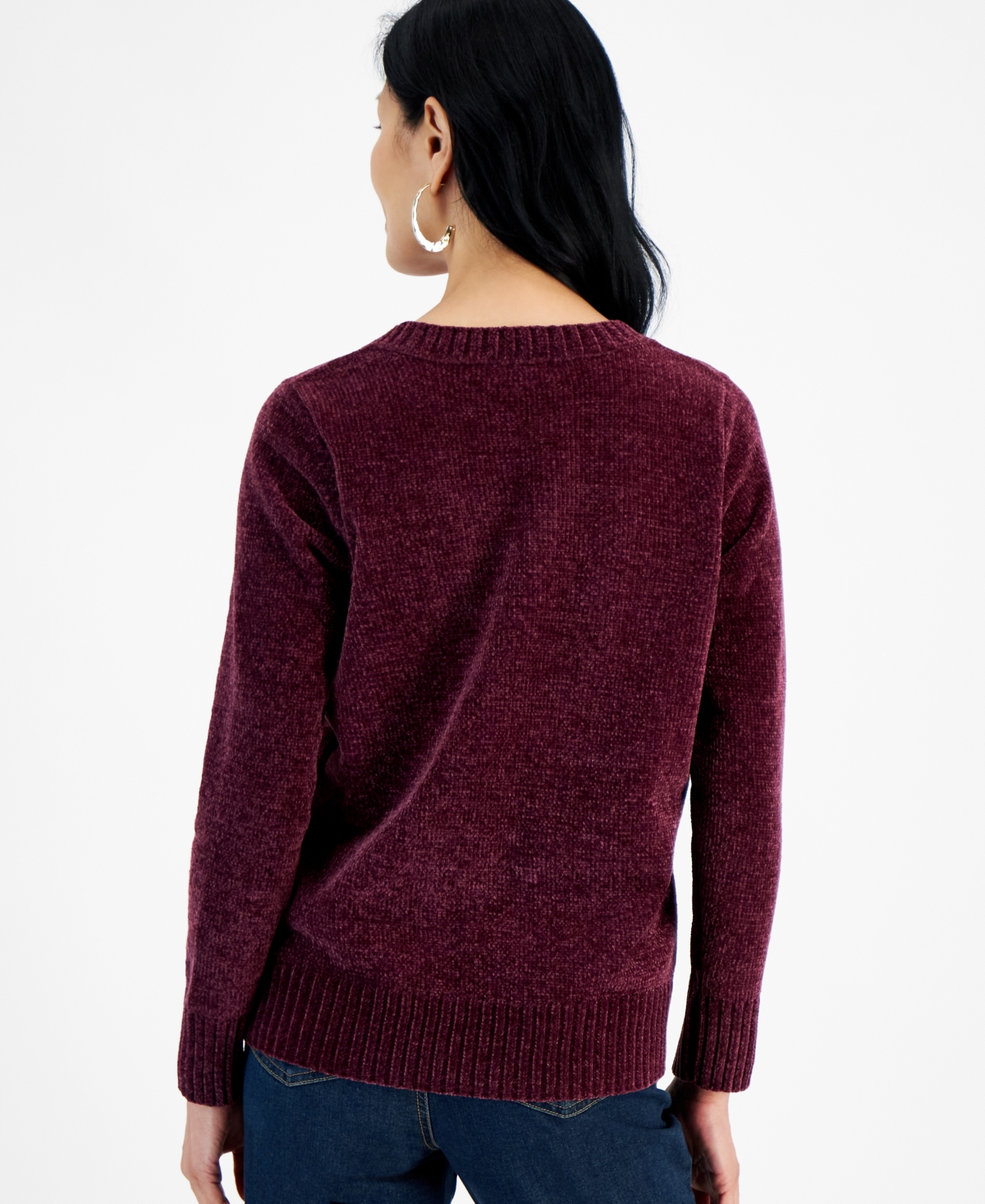 Style & Co Petite Chenille V-Neck Pullover Sweater, Created for Macy's