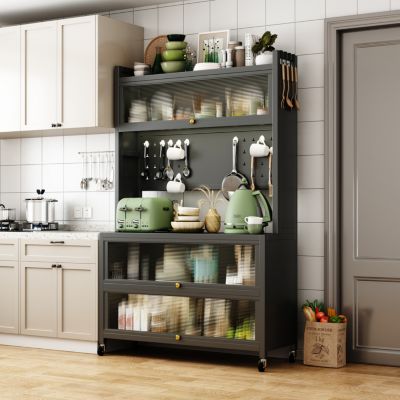 Kitchen Storage Cabinet Bakers Rack, Microwave Shelf, Organizer