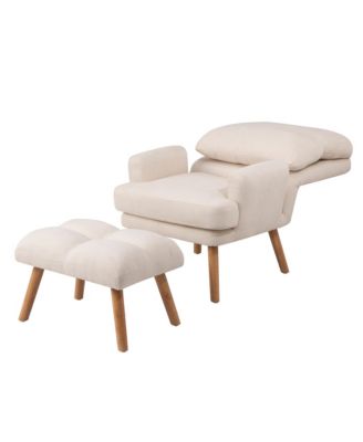 Adjustable Accent Chair with Ottoman, Mid-Century Modern Lounge Chair