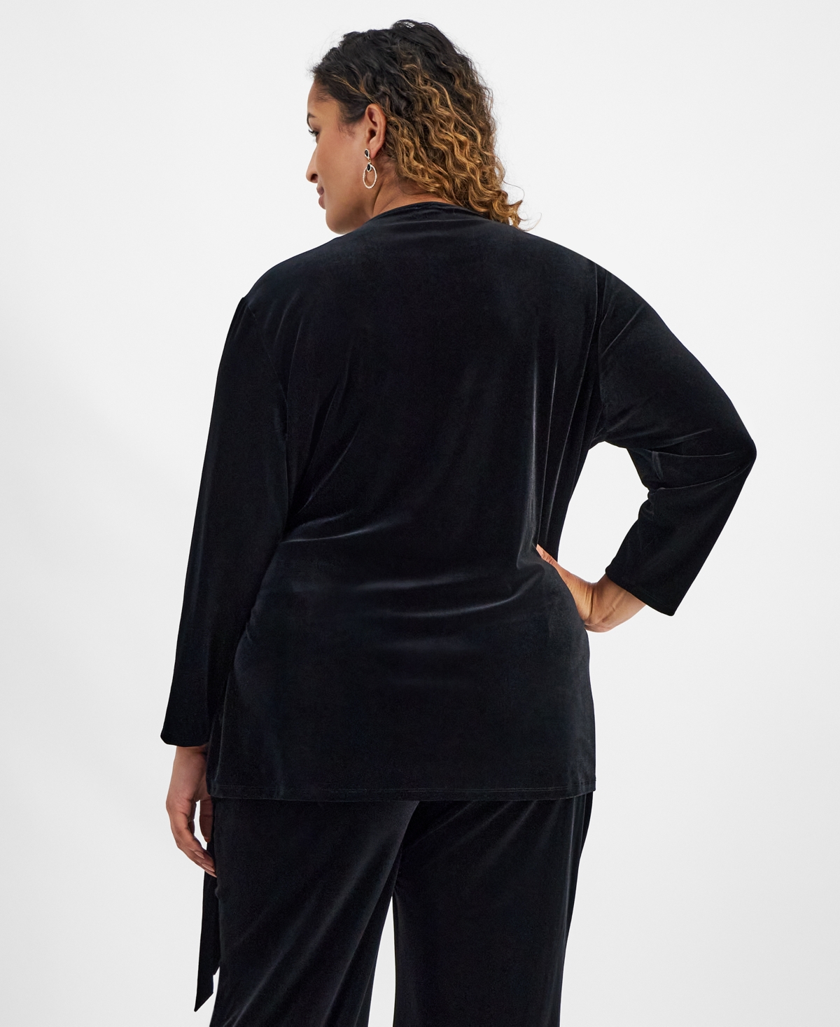 Anne Klein Plus Size Velour Wrap Top