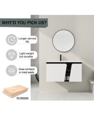 36" Wall-Mounted Vanity with Ceramic Sink & Soft-Close Doors