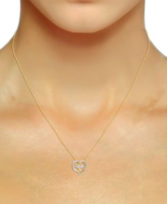 Diamond Angel Heart 18" Pendant Necklace (1/8 ct. t.w.) in Sterling Silver & 14k Gold-Plate