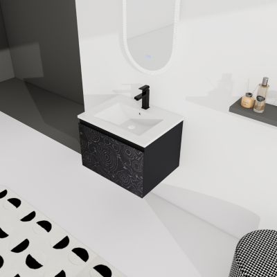 Wall-Mounted Bathroom Vanity with Ceramic Sink & Soft-Close Doors