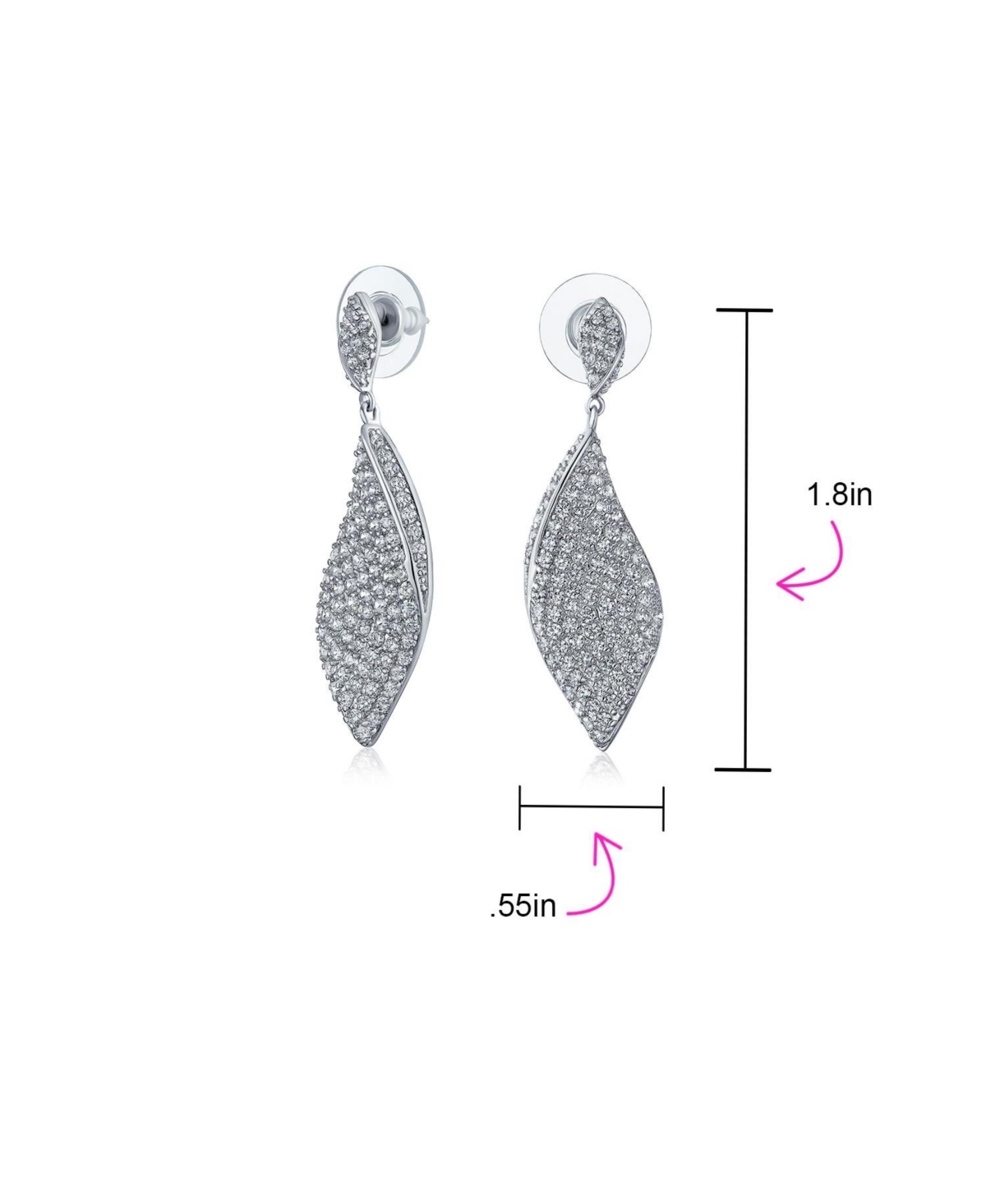 Bling Jewelry Modern Cz Pave Encrusted Statement Twist Teardrop Dangle Chandelier Earrings For Women smaids