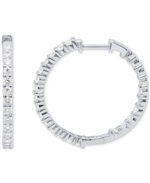 Украшения Forever Grown Diamonds Lab Grown Diamond Hoop Earrings (2 ct. t.w.) in Sterling Silver or 14K Gold-Plated Sterling Silver