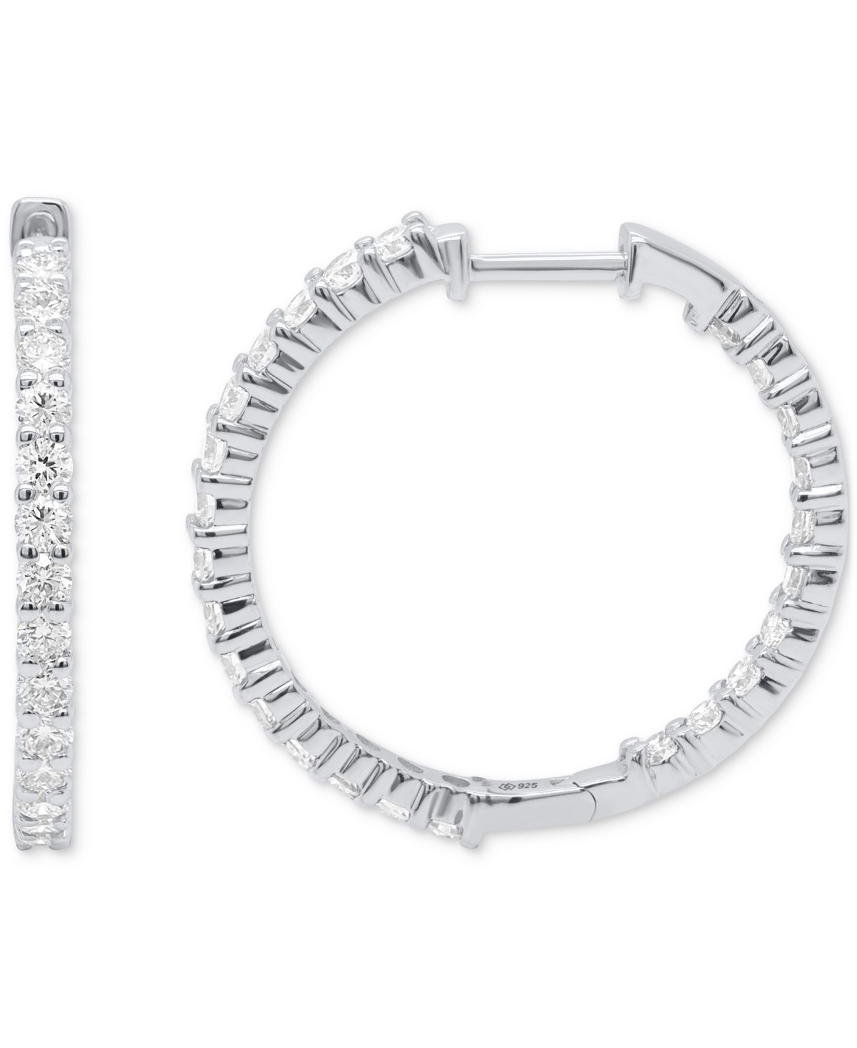 Украшения Forever Grown Diamonds Lab Grown Diamond Hoop Earrings (2 ct. t.w.) in Sterling Silver or 14K Gold-Plated Sterling Silver — фото 1