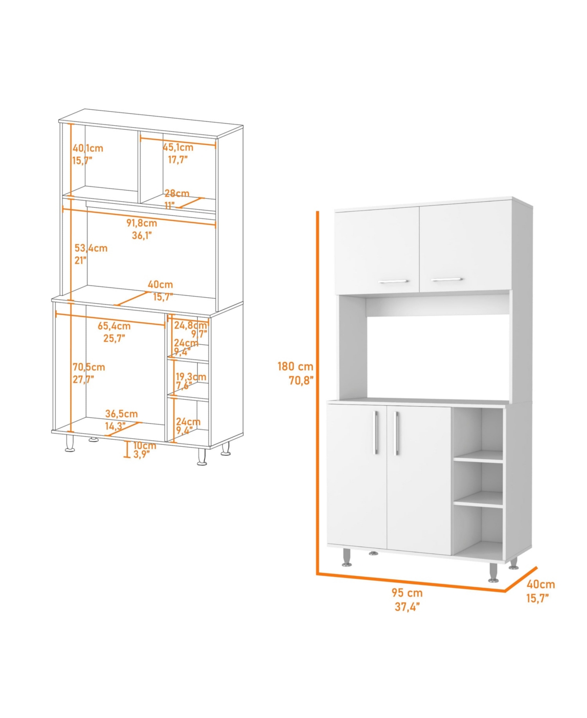 Fm Furniture Colorado Pantry Cabinet- White