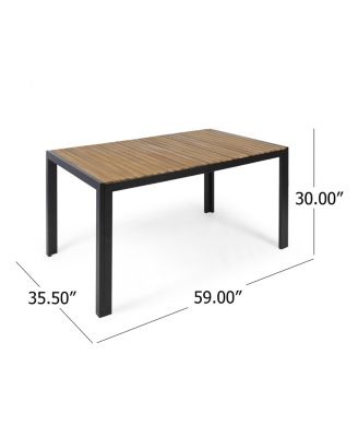 Streamdale Modern Acacia Wood & Iron Outdoor Dining Table