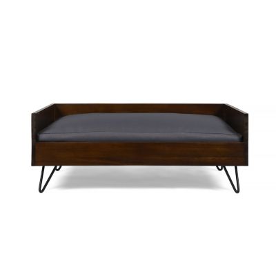 Streamdale Mid-Century Modern Pet Bed With Acacia Wood Frame And Hairpin Legs