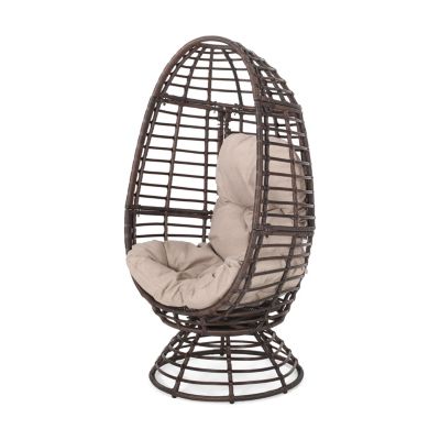 Streamdale Rafael Outdoor Wicker Swivel Egg Chair With Cushion