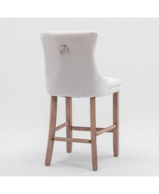 Velvet Barstools with Button Tufted Backrest and Chrome Trim (Set Of 2)