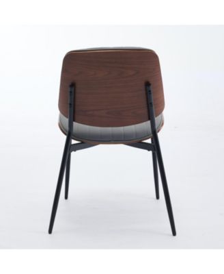 Walnut Bentwood Dining Chair with Curved Backrest (Set Of 2)