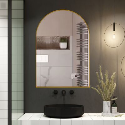 24x36" Recessed Gold Metal Medicine Cabinet with Mirror