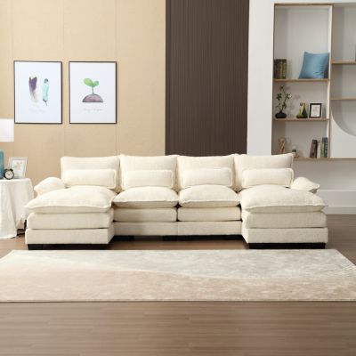  Spacious U-Shape Sectional Sofa with Durable Chenille Fabric