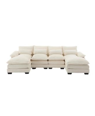  Spacious U-Shape Sectional Sofa with Durable Chenille Fabric