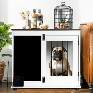 View of Simplie Fun Doodle Dog Crate: Modern, Durable, Personal Space for Small ...