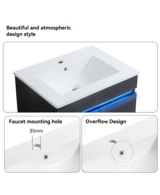 Modern 30" Bathroom Vanity with Radar Light, Storage, Metal Legs