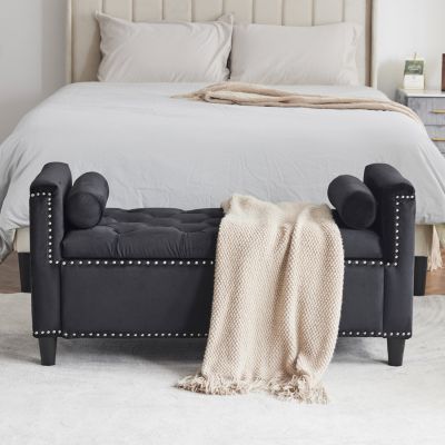 Velvet Queen Bedside Bench with Armrests