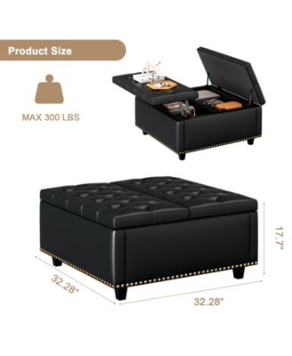 Streamdale PU Leather Oversized Storage Ottoman with Nailhead Trim