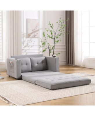 Streamdale 3-in-1 Tufted Futon Sofa Bed with Side Pockets and Cup Holders
