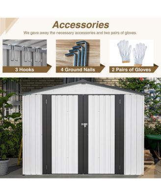 8 x 6 FT All-Weather Metal Storage Shed with Lockable Doors