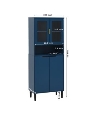 Tall Storage Cabinet with Glass Display & Doors, Modern Cabinet