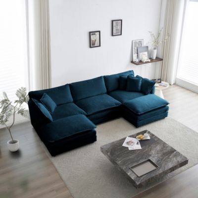 5-Seater U-Shaped Sectional Sofa with Ottomans