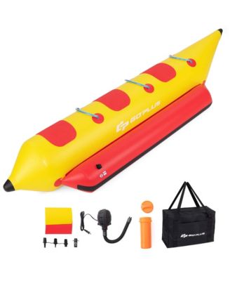 3-Person Inflatable Banana Boat with Boating and Water Sports Electric Air Pump