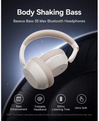 Wireless Headphones Bluetooth Foldable Over Ear Headphones Bass 35 Max, Gray