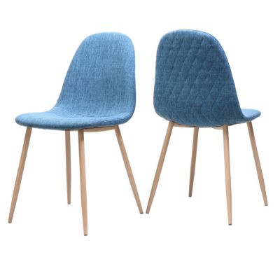 Muted Blue Fabric Dining Chairs (Set Of 2)