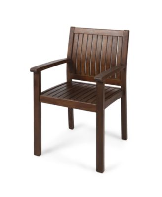 Streamdale Rustic Acacia Wood Dining Chair With Slat Paneling