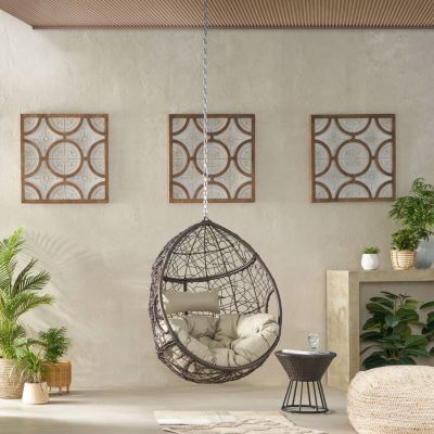 Teardrop Hanging Chair With Water-Resistant Cushions