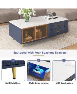 Modern Coffee Table with Storage & Lighting