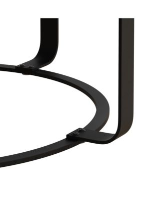 Modern Round Coffee Table with Carved Pine Top and Metal Legs