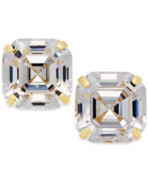 image of Cubic Zirconia Asscher Cut Stud Earrings in 10k Gold