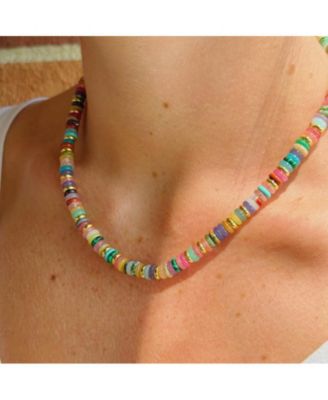 Olivia Sterling Silver Mixed Gemstone Multicolor Beaded Choker Necklace