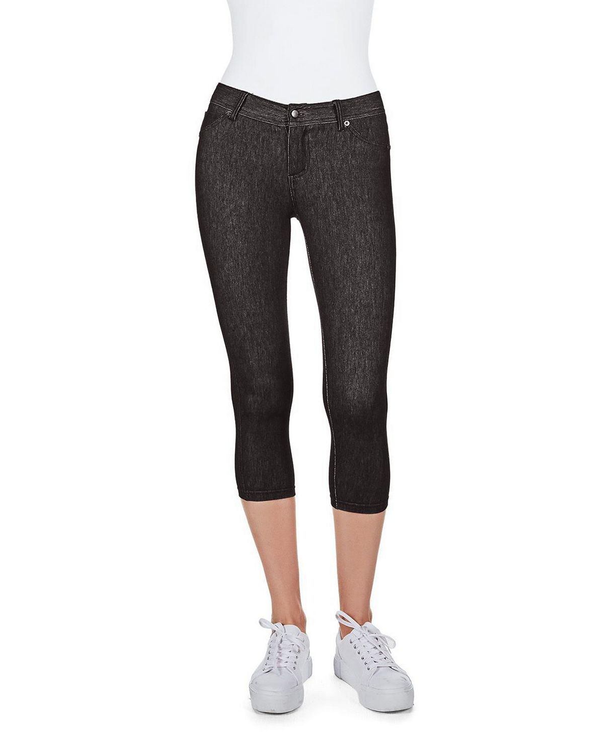 MeMoi Women's Denim Zipper Capri Cotton Blend Jean Leggings view 2 — MAYCSS fashion products
