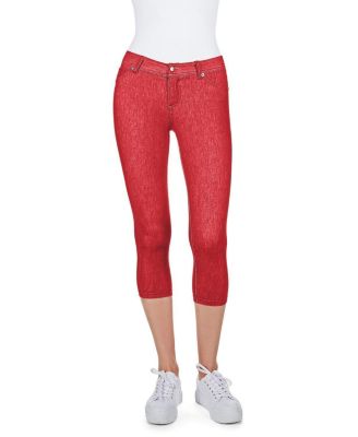 Women's Denim Zipper Capri Cotton Blend Jean Leggings