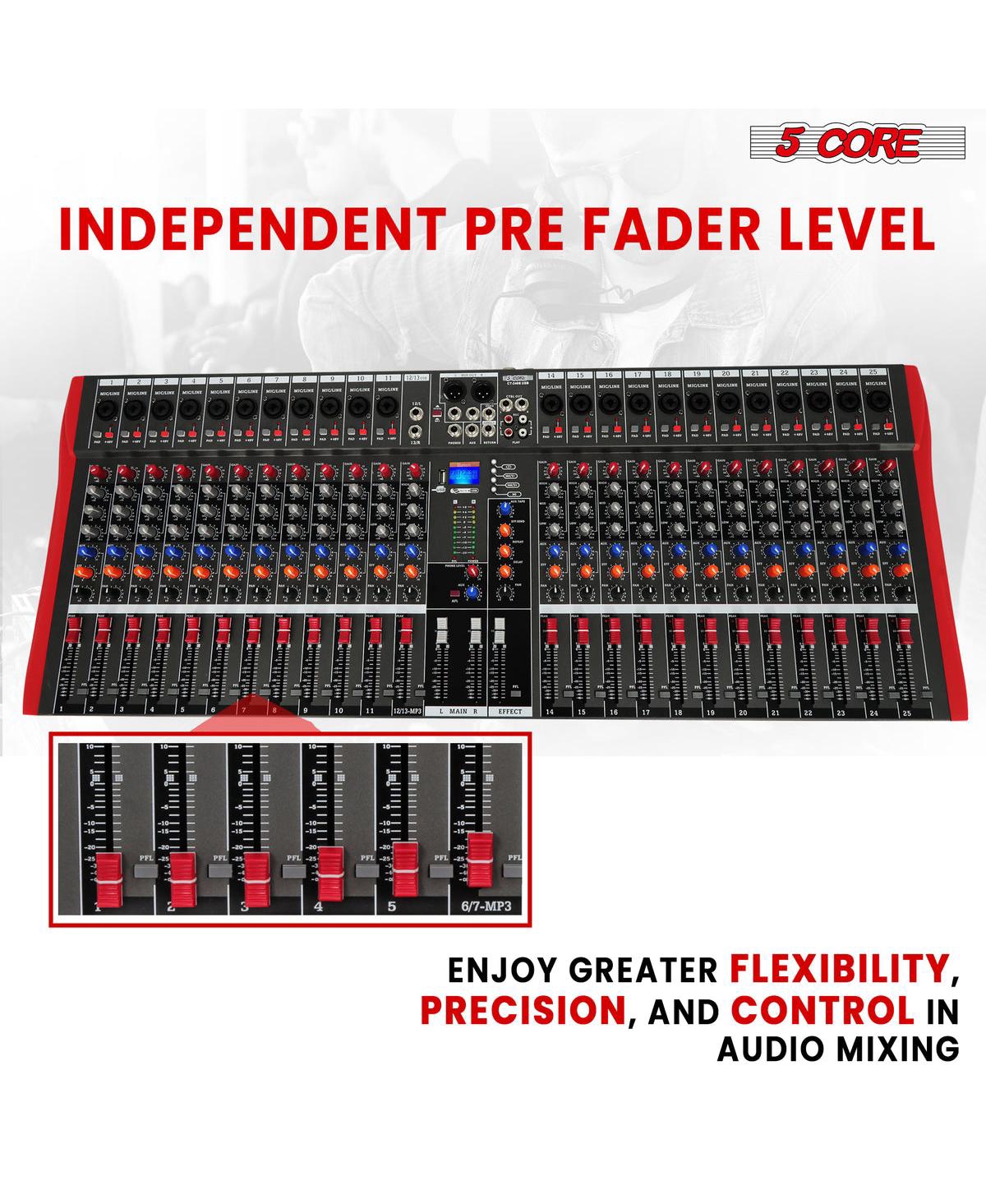 5 Core Audio Mixer 24 Channel Dj Controller Professional Sound Board Bluetooth Usb Mx 24CH
